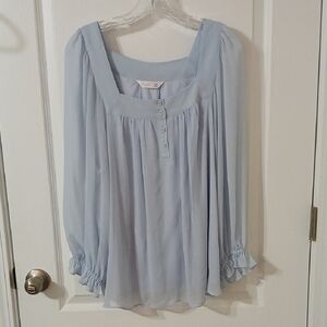 LC Lauren Conrad Soft Blue Blouse with Button Accents